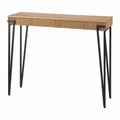Tavolo consolle rettangolare 120 x 35 x 80 cm in pannello truciolare effetto rovere naturale con gambe in acciaio nero