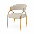 Sedia da pranzo imbottita 55 x 58 x 80 cm in tessuto bouclé beige con struttura in acciaio dorato e schienale curvo