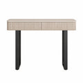 Tavolo consolle 120 cm x 35 cm x 80 cm in legno effetto rovere beige con cassetto centrale e struttura in metallo nero