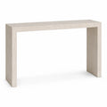 Tavolo consolle rettangolare in MDF effetto travertino beige con struttura a ponte 120 cm x 35 cm x 80 cm