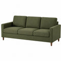 Divano lineare a 3 posti in tessuto poliestere verde oliva con gambe in legno 210 x 85 x 85 cm