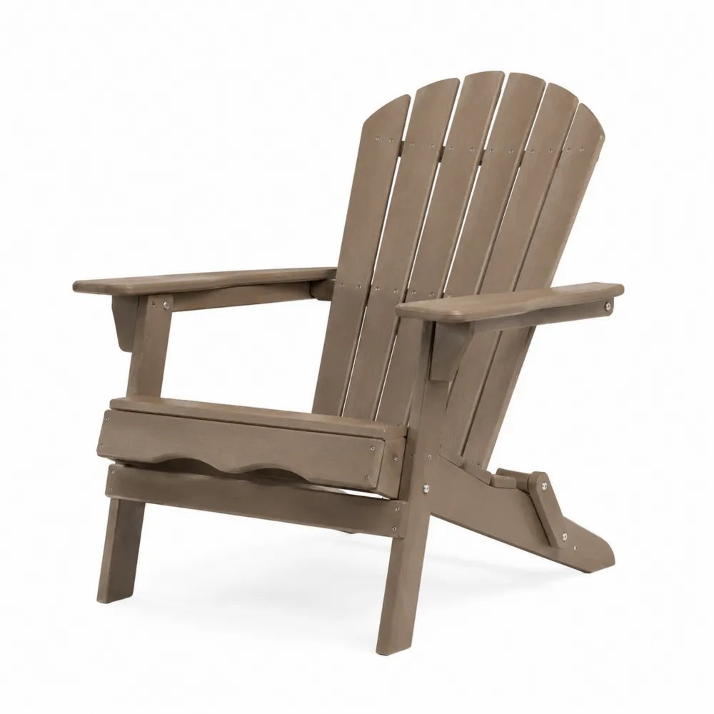 Sedia da esterno tipo Adirondack in polipropilene effetto legno colore marrone taupe 85 cm x 75 cm x 90 cm