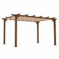 Pergola da giardino in legno con copertura in tessuto 300 x 300 x 240 cm struttura quadrata colore marrone e beige