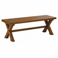 Panca da esterno in legno massello di acacia marrone naturale con struttura a X e seduta a doghe 160 x 40 x 45 cm