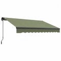 Tenda da sole retrattile da parete manuale 300 x 250 cm con manovella struttura in alluminio nero e telo poliestere verde